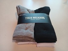 True Religion Boys 6pack half cushion Crew sock SZ 9-11 Shoe 3-9 Assorted Colors