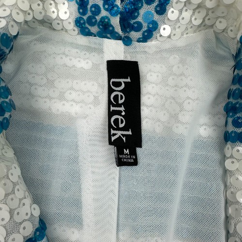 Berek Sequined Jacket Blazer Women's Medium White Teal Blue Party Shiny - Picture 8 of 10
