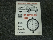 1976-1977 Porsche 911 Carrera Turbo Targa Shop Service Specifications Manual