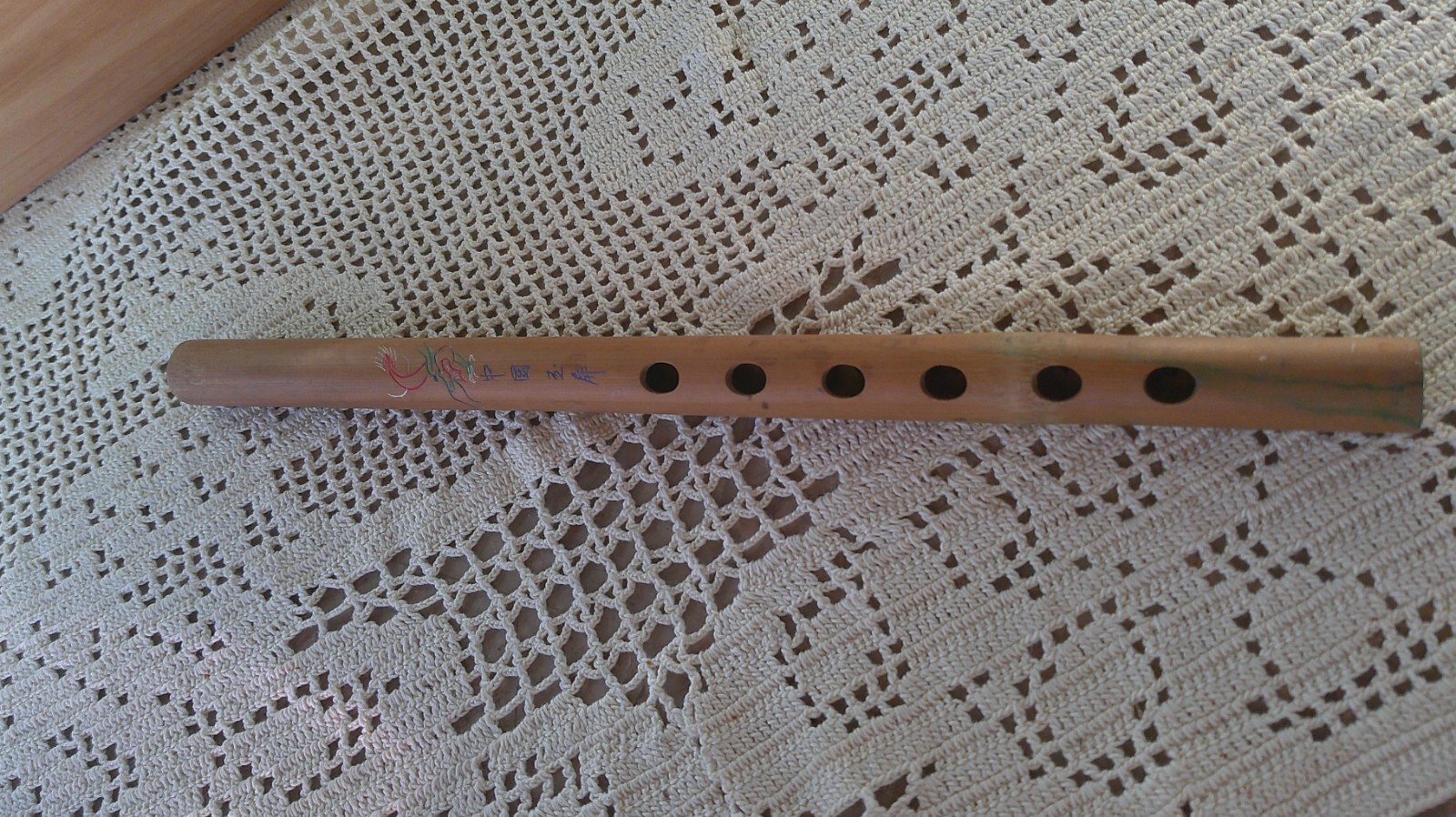 Vintage Bamboo Flute Asian Hand Painted