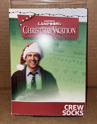 National Lampoon CHRISTMAS VHS Men's Crew Socks 2 Pair Shoe Size 6-12 New