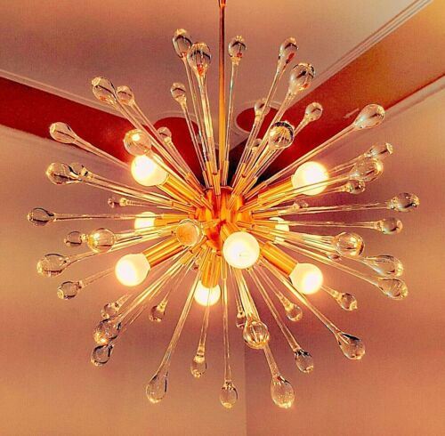 Handmade Brass urchin Lights crystal teardrop sputnik Chandelier Iconic Lighting