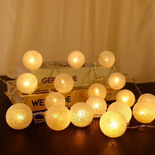 3m 20LED Cotton Ball String Lights Christmas Fairy Tale Lamp Wedding Party Decor - Picture 14 of 41