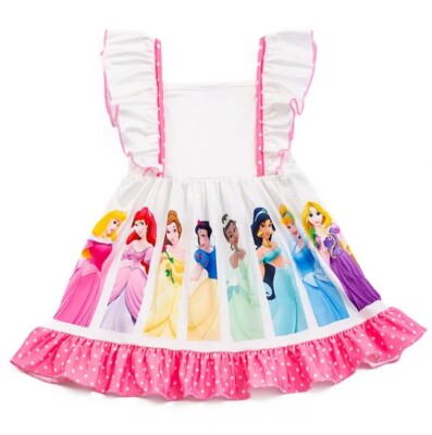 NEW Princess Ariel Snow White Cinderella Belle Boutique Sleeveless Ruffle  Dress