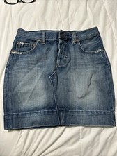 Blue Cult Mini Skirt Distressed Blue Denim Made in USA - Size 26 - 100% Cotton