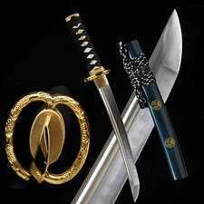 20'' Mini Katana Clay Tempered T10 Steel Full Tang Samurai Short Sword Tanto