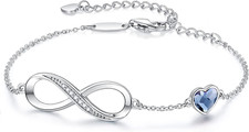 Infinity Heart Symbol Charm Link Bracelet for Women 925 Sterling Silver Stainles