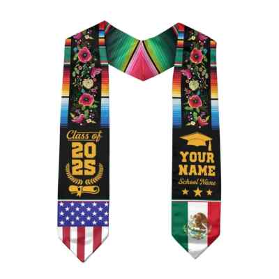 Custom Text Mexican Graduation Stole 2025 Mexican Graduation Sash Class Of 2025