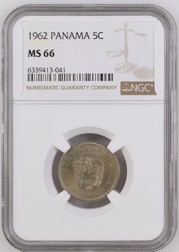1962 Republic of Panama 5 Centesimos - NGC MS 66