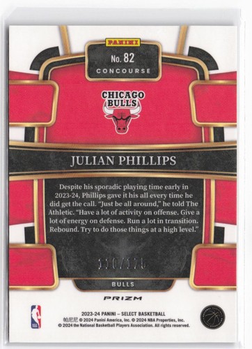 2023-24 Panini Select Julian Phillips RC #82 Purple Flash Prizms - Picture 2 of 2