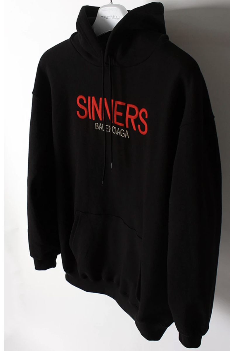 Balenciaga Sinners embroidered hooded cotton sweatshirt Balenciaga Sinners embroidered hooded cotton sweatshirt