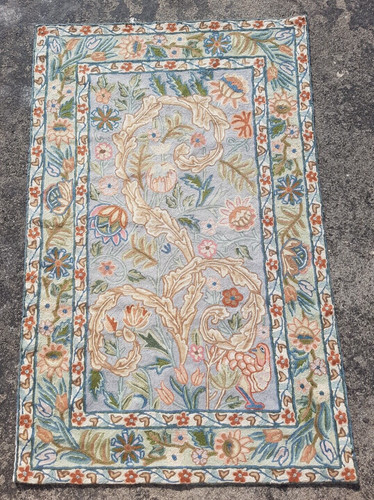 Vintage Hand Woven Traditional Kashmiri Floral Multicolor Kilim Rug 118x77cm