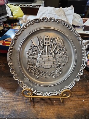 Frieling Zinn 9 Inch Pewter Collectors Plate Hops &Malt.