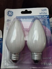 GE 25W 2 Pack White Flame Swirl F Bulbs Standard Base Ceiling Fan, Decorative