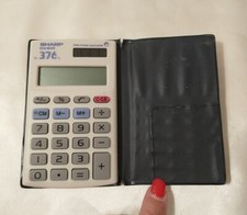 Vintage Calculator SHARP ELSI Mate EL-376 L Solar with Case 4.5" x 2.75"