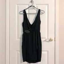 Zara Trafaluc Black Shiny Cocktail Dress with Hip Embellishment - Size Small