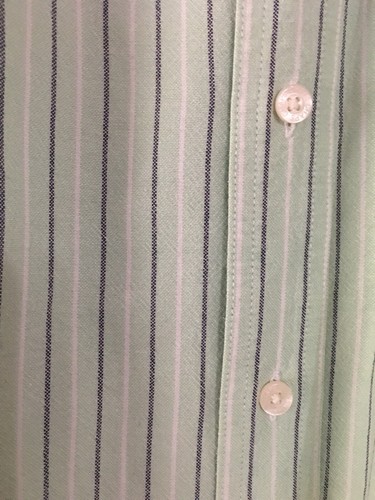 Chaps Mens Mint Green Long Sleeve Pin Stripe Button Up Shirt Cotton Medium NWOT - Picture 4 of 6