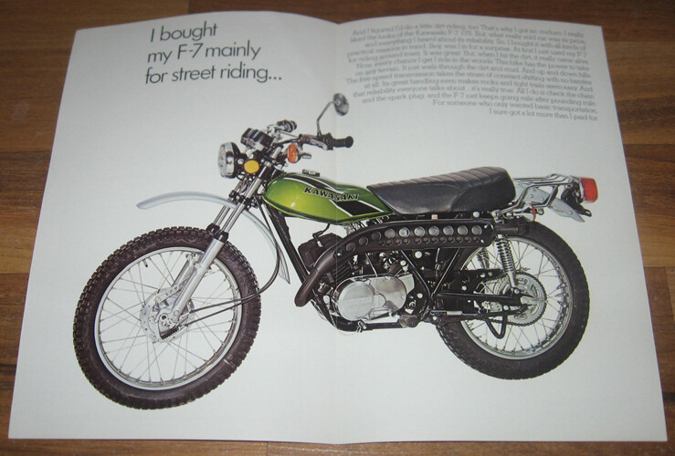 NOS 1975 KAWASAKI Motorcycle F-7 175 Brochure_99996-046