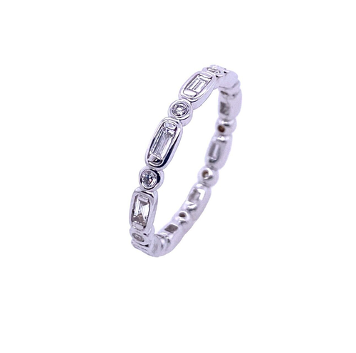 18ct White Gold Baguette & Round 0.52ct Diamond Full Eternity Ring -New - Picture 2 of 4