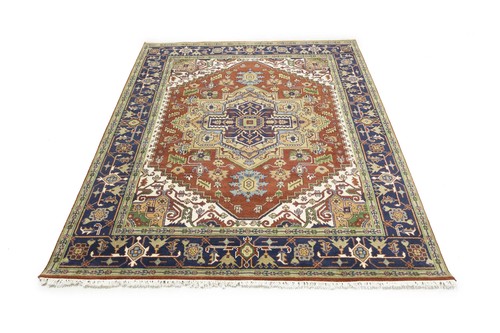 Rusty Red Heriz Serapi Oriental Rug Floral Farmhouse Boho Room Carpet 8X10 ft - Picture 4 of 18