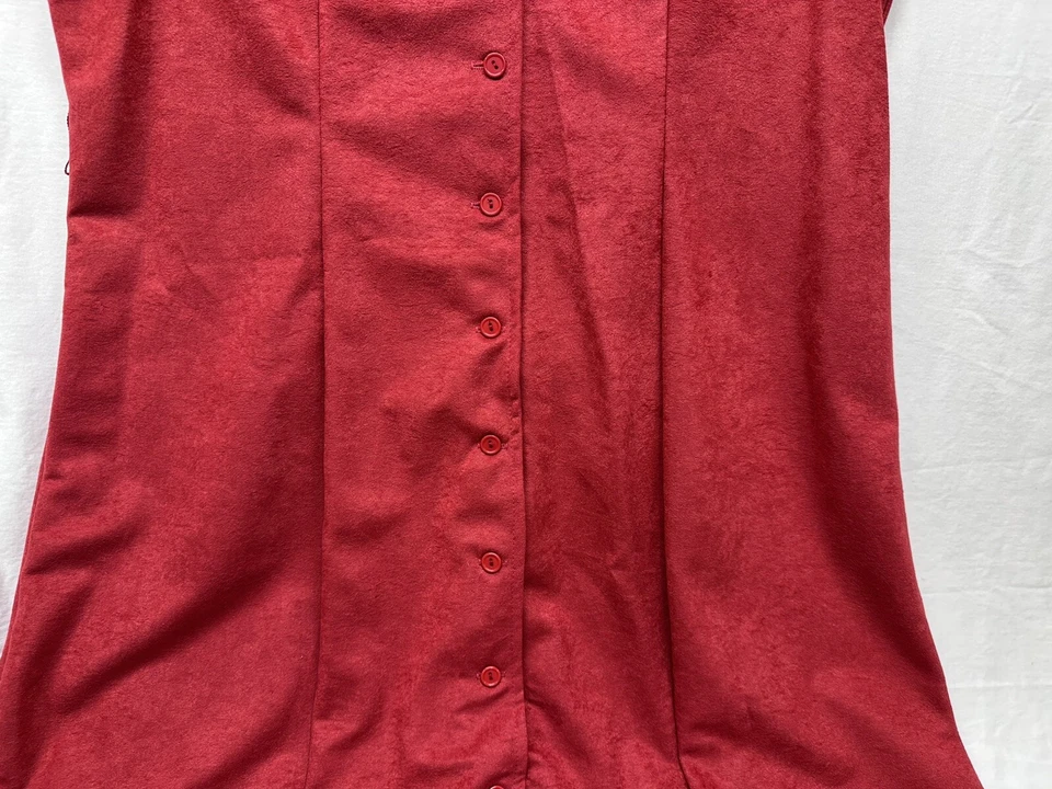 Vestido de Colección Años 60 Greentree by Walden Clásico Rojo Borgoña con Bolsillo Talla 22 1/2 Foto 3 de 4