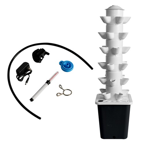 Vertical Garden Planter Indoor Hydroponics Tower Black 30 Holes with Pump + Tank - Picture 3 of 11