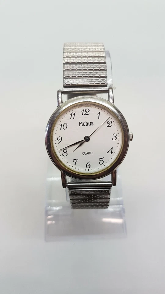 Reloj Mebus 34mm Plateado y Blanco Mujer y Hombre Movimiento Cuarzo Acero Funcionando Foto 3 de 4