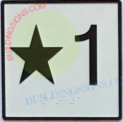 ELEVATOR FLOOR NUMBER STAR 1 SIGN- ELEVATOR JAMB PLATE FLOOR STAR-REF24-1027