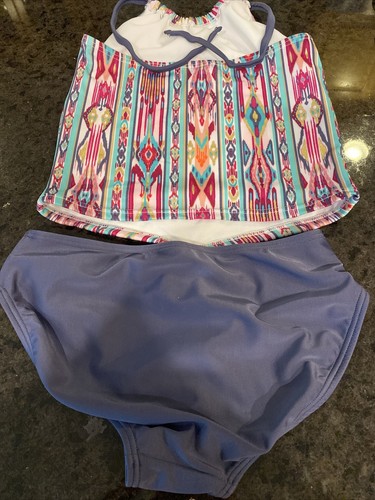 Art Class Multi Color Gray Girls Tankini size large - Picture 3 of 5