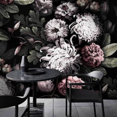 Eco-Friendly Dark Floral Wallpaper Sheets Made in Italy