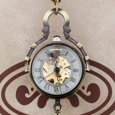 Vintage Glass Ball Shape Women Men Hand-Wind Mechanical Pocket Watch Skeleton