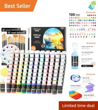 Premium Acrylic Paint Set with 100 Colors, Brushes & Palette – Safe for All Ages