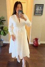 NWT_ZARA SS22 WOMAN MIDI RUFFLED COMBINED PERFORATED EMBROIDERY DRESS Size L