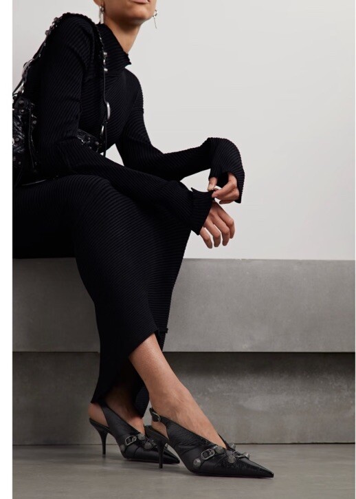 Final Balenciaga Cagole Pointed Toe Slingback Pump Black EU