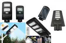 LAMPIONE LED STRADALE PANNELLO SOLARE FOTOVOLTAICO TELECOMANDO 30W 60W 90W 120W