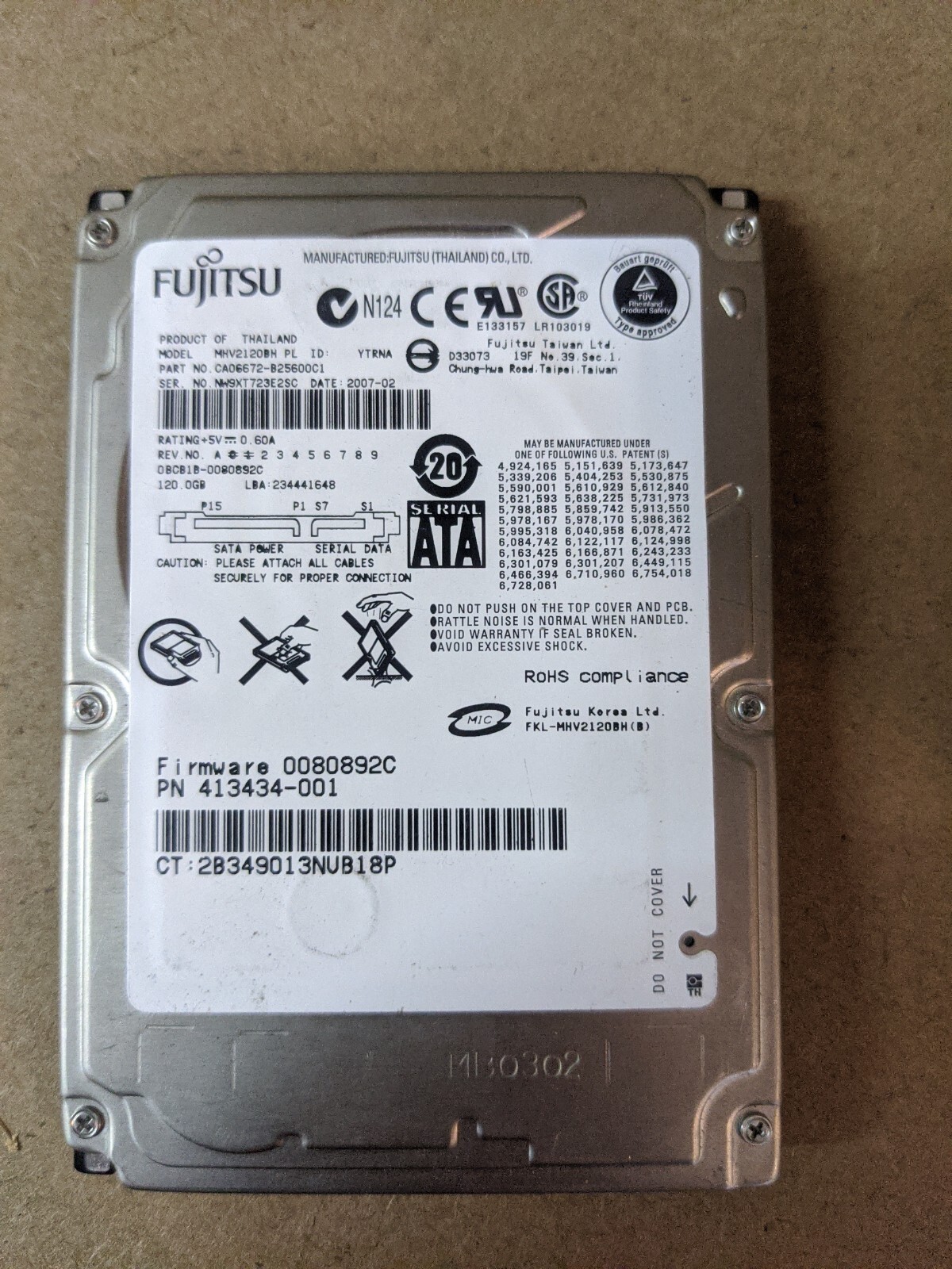 120GB Fujitsu 2.5" SATA Laptop Hard Drive MHV2120BH PL 102645845012 eBay