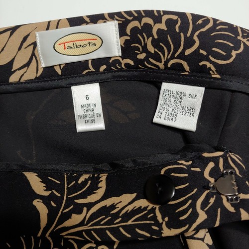 Talbots 100 % Seide Rock Größe 6 schwarz Blumenmuster gefüttert Damen Schlitz ausgestellt zum Binden Büro - Bild 7 von 12