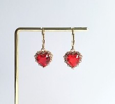 Zirconia Heart Drop Earrings,
