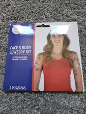 4th Of July Independence Day Face  Body Jewelry Kit, 2 Sheets