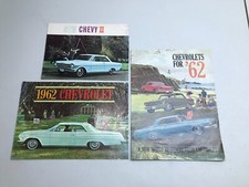 Lot of 3 Chevy Chevrolet 1962 Original Dealer Sales Brochures II Corvette Impala