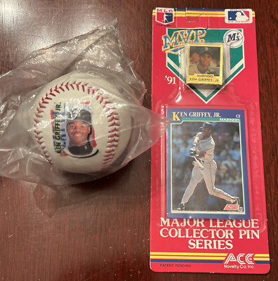 1998 Chex Fotoball - Ken Griffey Jr.  Sealed + 1991  Major League Collector Pin