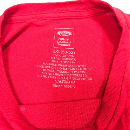 T-shirt rossa Ford Mustang Shelby Cobra taglia 2XL hot rod auto da corsa righe XXL - Foto 7 di 7