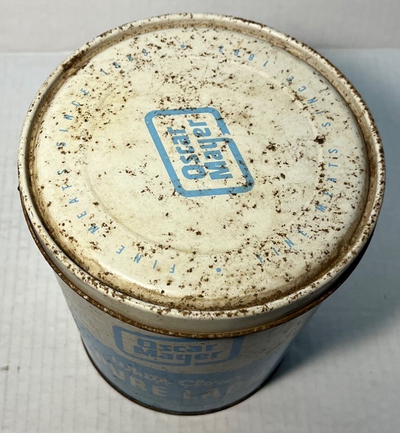 Vintage Oscar Mayer White Clover Pure Lard Tin Can 4 lb Chicago IL