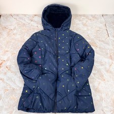 Swiss Tech Puffer Jacket Girl L 10-12 Blue Long Sleeve Polka Dot Hooded Winter