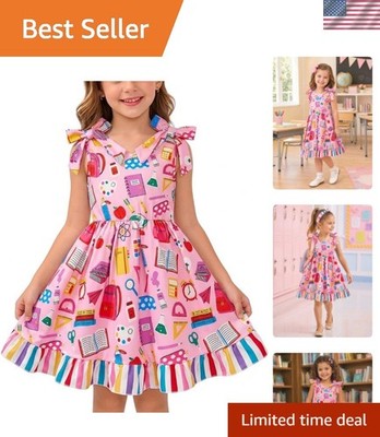 Floral Printed Toddler Girls Sundress with Bow-Tie Straps - Perfect for Parties
