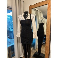Urban Outfitters Black Mesh panel Strapless Mini Dress SZ S -CORSET Boning style