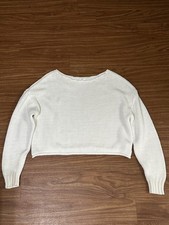 Aerie Women Sweater Crop Oversized Chunky Knitwear Cream size Medium