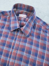 Chauvin Shirt Mens Large 16-16.5 Button Down Long Slv Plaid Blue