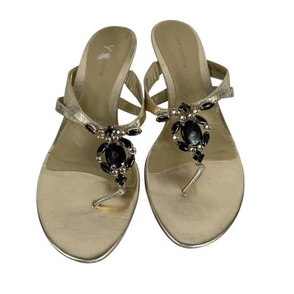 Сандалии на котятином каблуке с золотыми камнями Ann Taylor, размер 8 - Изображение 2 из 4