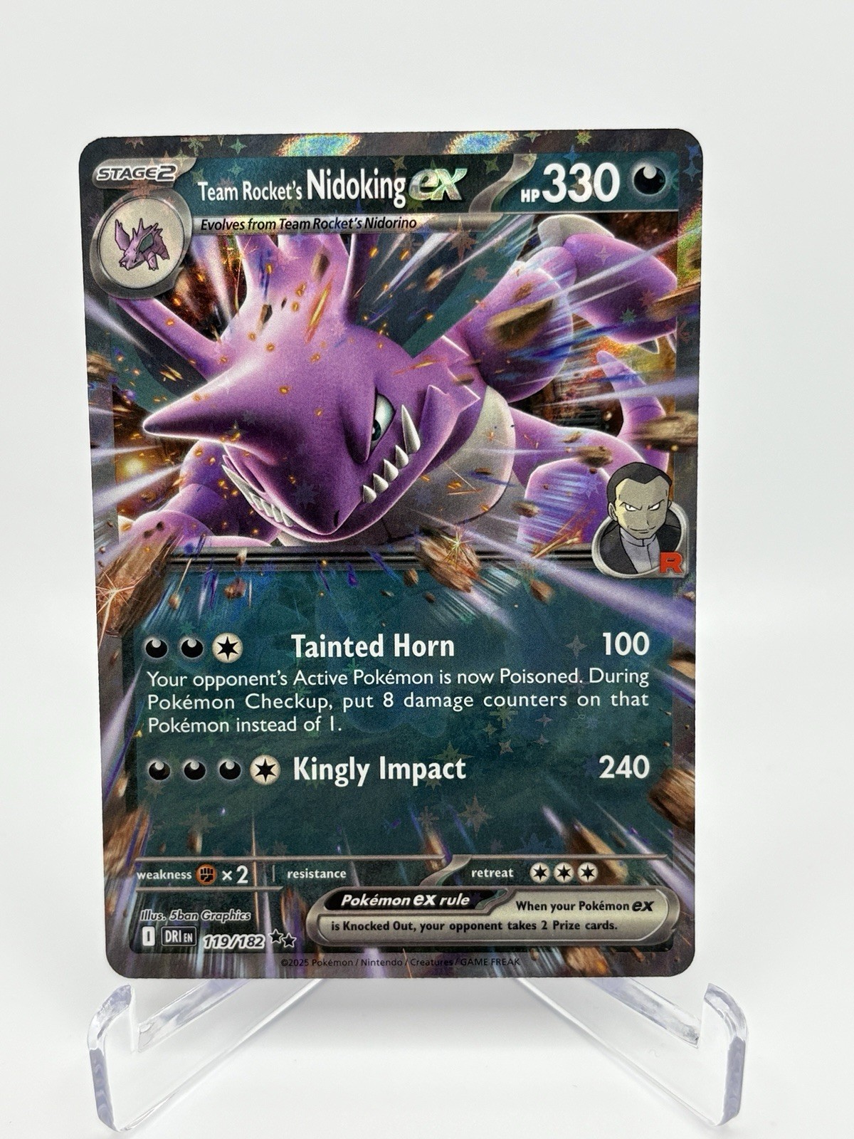 Team Rocket's Nidoking ex 119/182 Destined Rivals Mint Pokémon Card